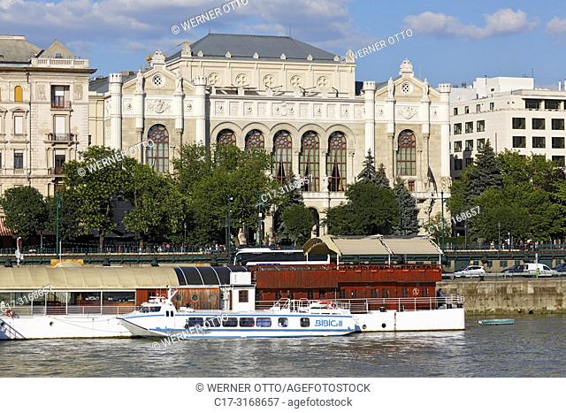 Budapest, Hungary, Central Hungary, Budapest, Danube, Capital City, Redoute in Pest, Vigado Concert Hall, ballroom building at the Donaukorso, Danube bank