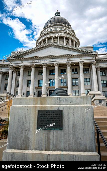 Salt Lake City, UT, USA - August 5, 2019: The huge outside preserve grounds of Utah State Capitol