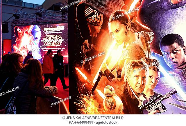 Fans wait on the red carpet at the Zoo Palast in Berlin, Germany, 16 December 2015. This evening the premiere of the new installment 'Star Wars: The Force...