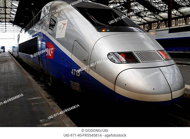The TGV (High Speed Train) operated by the SNCF. Gare de Lyon. Paris. France