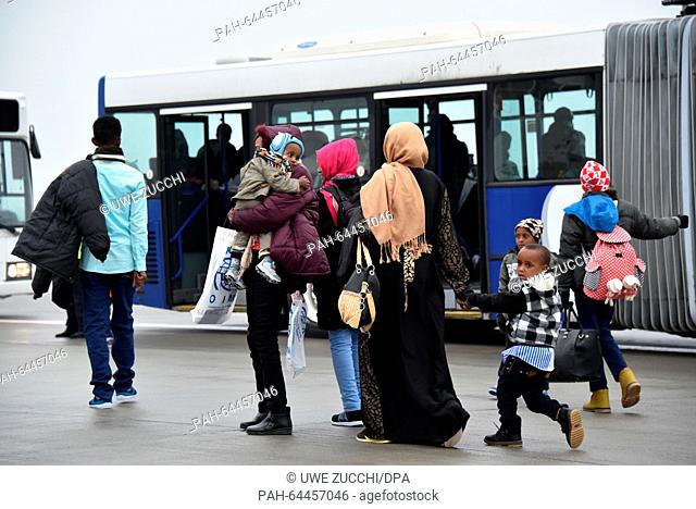 Refugees from Eritrea and Ethiopia arrive at Kassel Airport in Calden, Germany, 14 December 2015. A group 156 so-called resettlement refugees from Khartoum