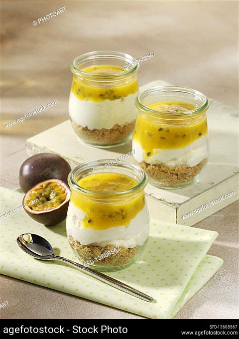 No-bake passion fruit cheesecake in a jar