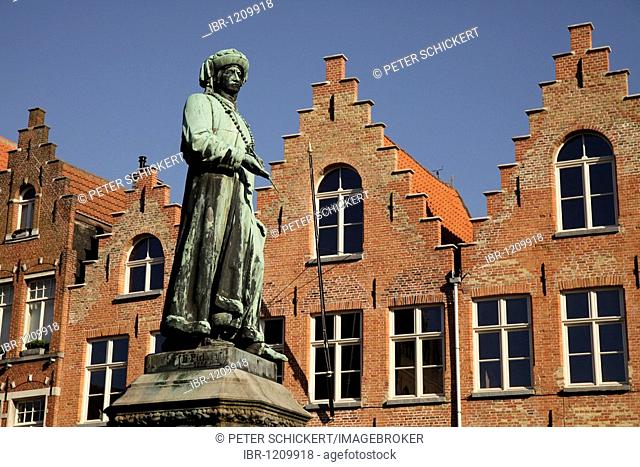 Hendrik Pickery memorial in the historic centre of Bruges, Belgium, Europe