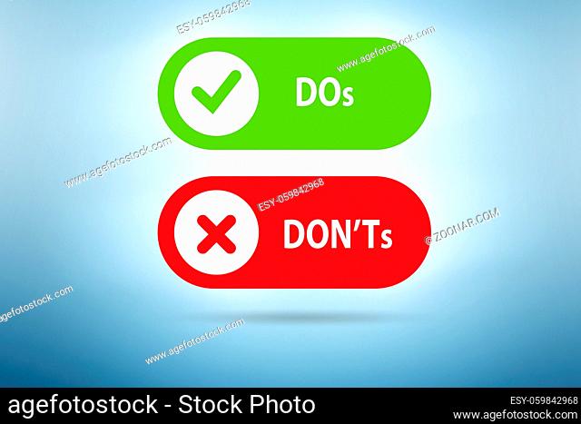 Concept of choosing between the dos and donts