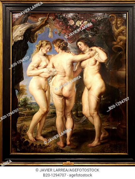 The three graces, painting by Rubens, Prado Museum, Madrid, Spain