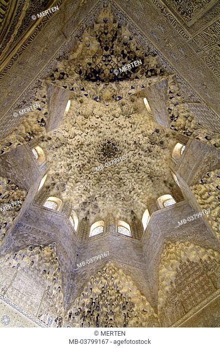 Spain, Andalusia, grain Ada, Alhambra,  Sala de loosely Abencerrages, dome,  from below Europe, Southern Europe, Iberian peninsula, destination, sight, castle
