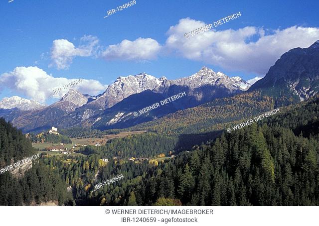 Landscape near Tarasp-Fontana in the Engadin, Grisons, Switzerland, Europe