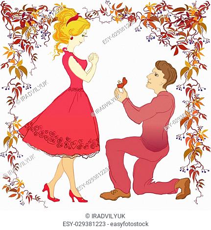 Marriage proposal vector cartoon love story boyfriend and his beloved,  Stock Vector, Vector And Low Budget Royalty Free Image. Pic. ESY-029381223  | agefotostock