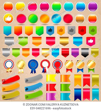 Big Collection Sale Stickers And Web Ribbon Set With Gradient Mesh, Vector Illustration