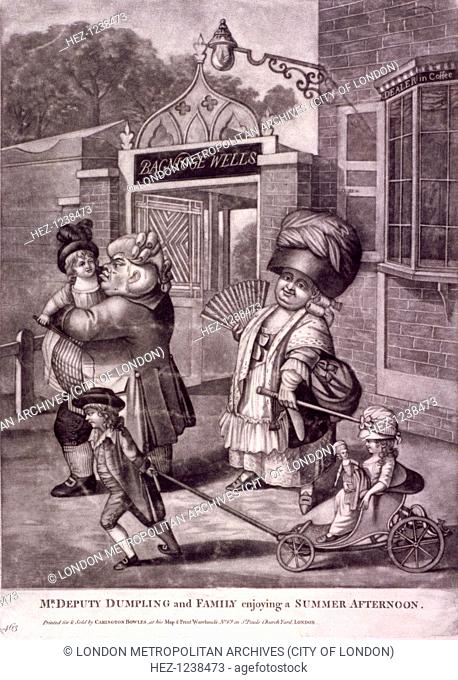 'Mr Deputy Dumpling and family enjoying a summer afternoon at Bagnigge Wells', St Pancras, London, c1780; Bagnigge Wells was a popular spa which thrived from...