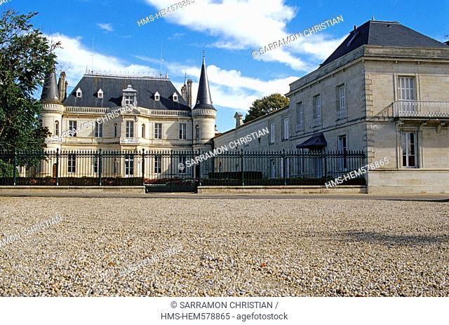 France, Gironde, Bordeaux Wine Region, Chateau Palmer, castleo of the 19th century and cellars