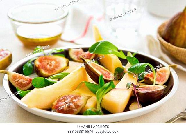 Fig with Cantaloupe and Almond salad by vinaigrette