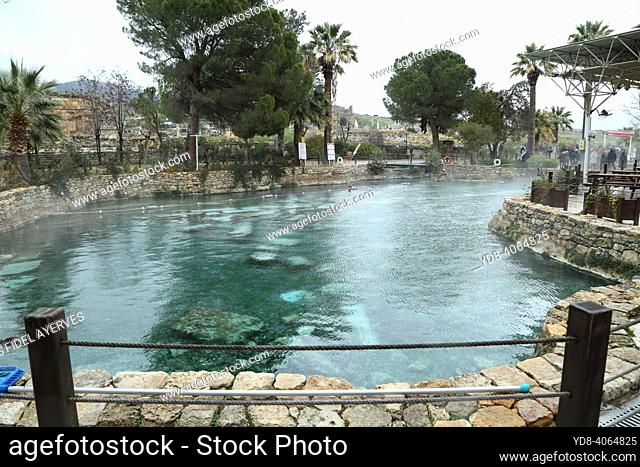 Cleopatra Antique Pools. Situated above the Pamukkale white travertine pools is one particularly spectacular location fed by the same hot springs