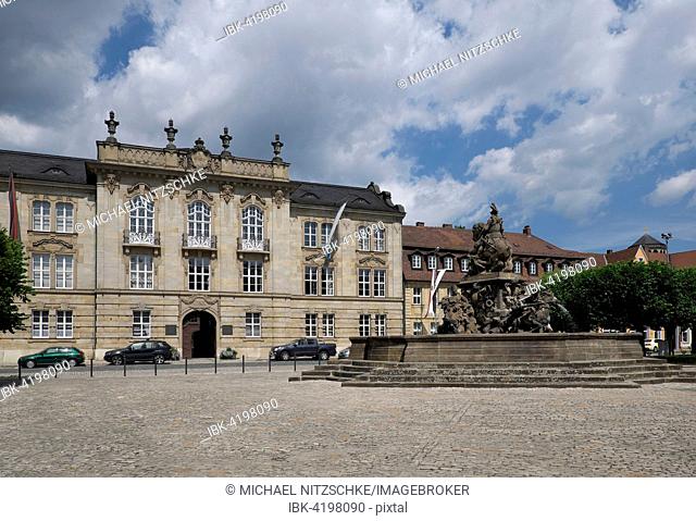 Residenzplatz square with Margrave Fountain, Bayreuth, Upper Franconia, Bavaria, Germany