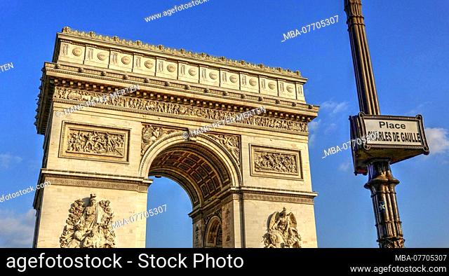 Arc de Triomphe, Place Charles-de-Gaulle, Paris, Ile de France, France