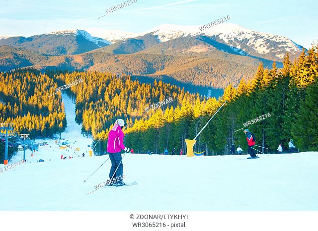Ski resort scene. Bukovel, Ukraine