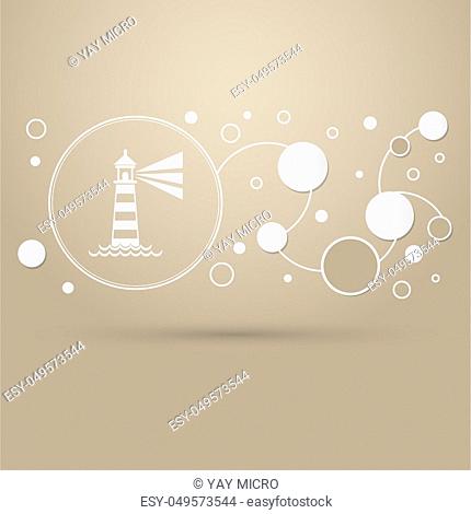 Lighthouse icon on a brown background with elegant style and modern design infographic. illustration