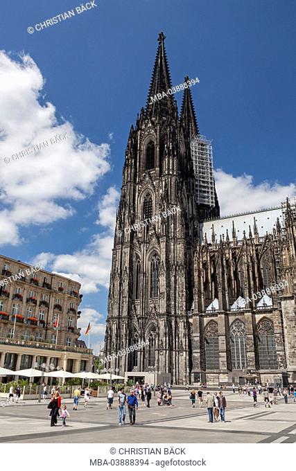 The Cologne Cathedral on the cathedral square in the Old Town in Cologne, North Rhine-Westphalia, Germany