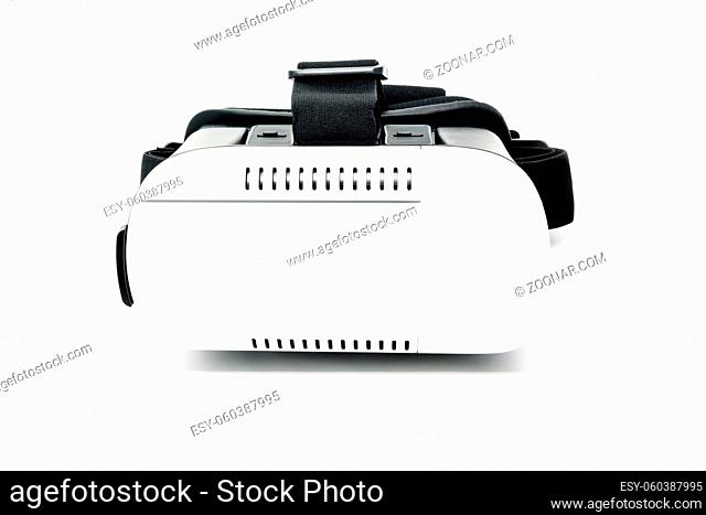 vr - virtual reality headset with shadows on a white background
