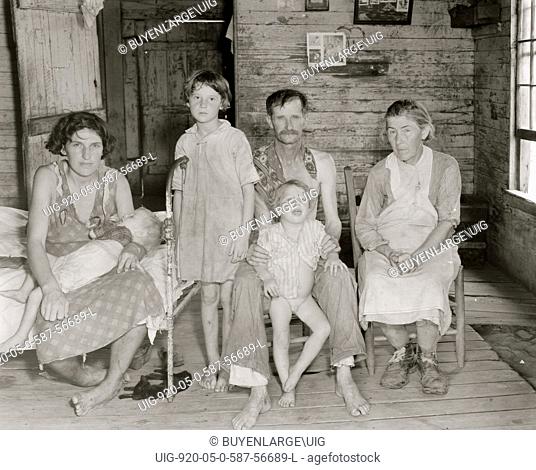 Sharecropper Bud Fields and his family at home. Hale County, Alabama
