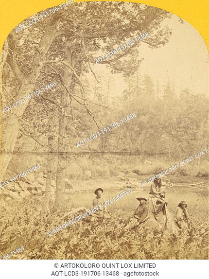 Coyotero Apache Scouts, at Apache Lake, Sierra Blanca Mountains, Arizona. Two members of the Expedition in the back-ground., Timothy H
