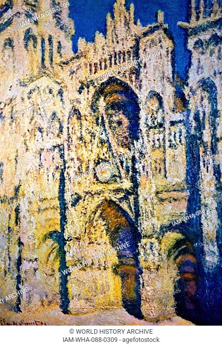 Painting titled 'Rouen Cathedral' by Claude Monet (1840-1926) a French painter and founders of impressionism. Dated 19th Century