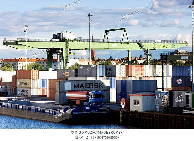 Container terminal in the Berlin west port, Berlin, Germany