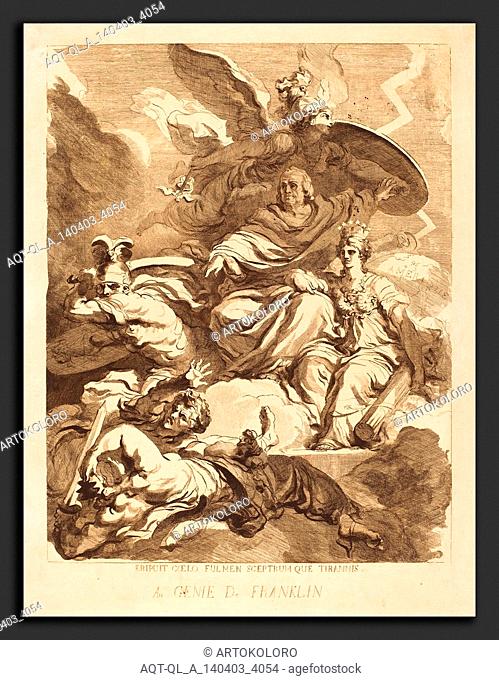 Jean-Honoré Fragonard (French, 1732 - 1806), To the Genius of Franklin (Au genie de Franklin), 1779, etching