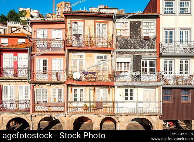 Typical terraced house of pombalin architectural style in the Miragaia district of Porto