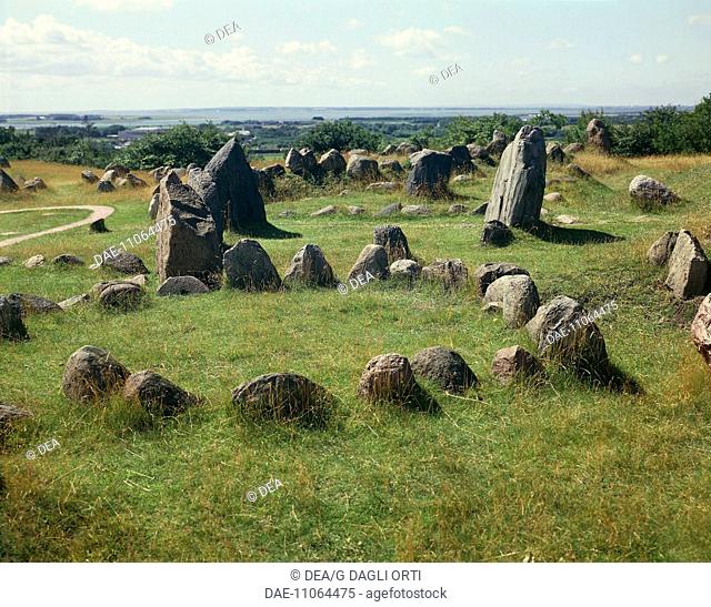 Denmark - North Jutland - Aalborg surroundings. Viking burial ground of Lindholm Hoje, 8th-11th century
