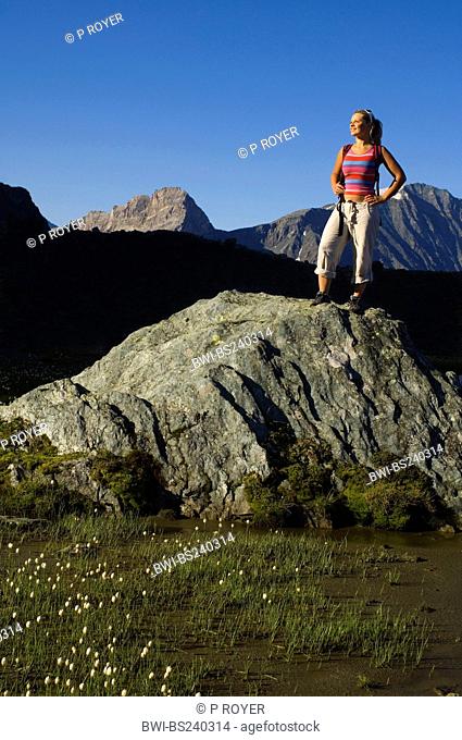 young woman odo an trek in National Park of Vanoise, France, Savoie, Vanoise National Park