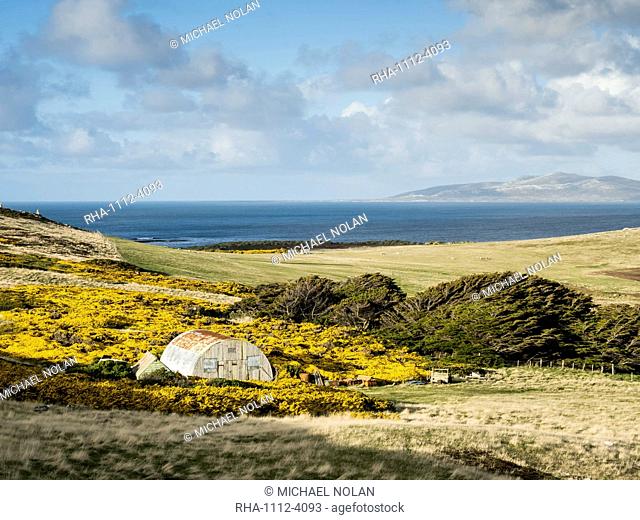 A view of the working sheep farm on West Point Island, Falkland Islands, South Atlantic Ocean