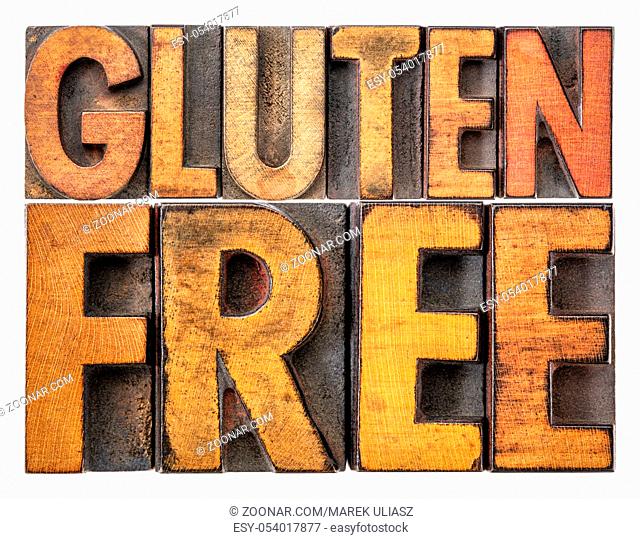 gluten free banner - isolated word abstract in vintage letterpress wood type stained by inks
