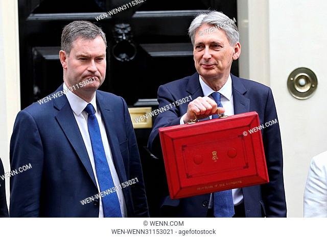 Chancellor of the Exchequer, Phillip Hammond leaves 11 Downing Street to deliver his budget speech in the House of Commons Featuring: Phillip Hammond MP