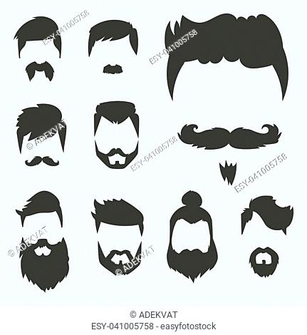 Vector set of hipster retro hair style mustache vintage old shave male  facial beard haircut isolated..., Stock Vector, Vector And Low Budget  Royalty Free Image. Pic. ESY-053901781 | agefotostock