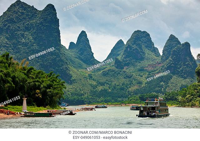 boats on the river li guilin china