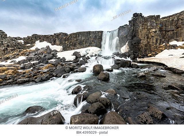 Öxarárfoss Waterfall, River Öxará, Thingvellir National Park, Golden Circle, Southern Region, Iceland