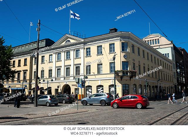 Helsinki, Finland, Europe - A street scene in the city centre of the Finnish capital
