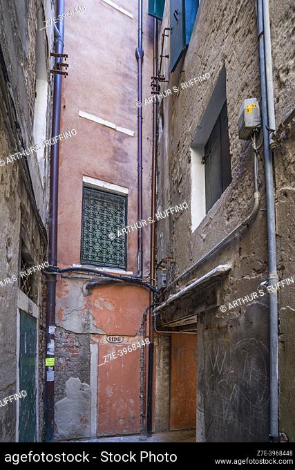 Architecture of Venice in the Jewish Quarter District. Cannaregio District, Venice, Veneto Region, Italy