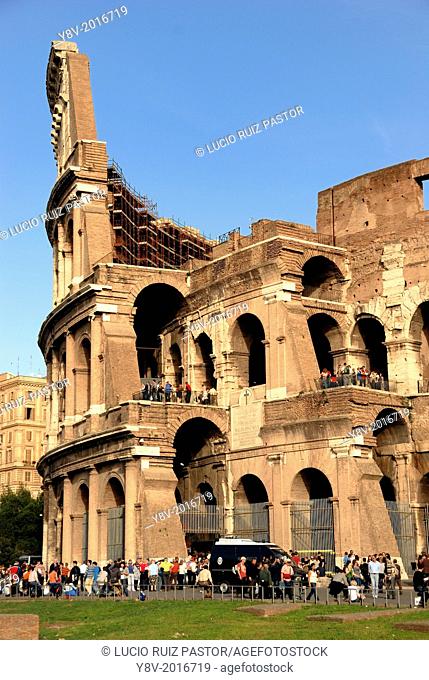 Italy. Lacio. Rome. The Coliseum, south-west view. UNESCO World Heritage