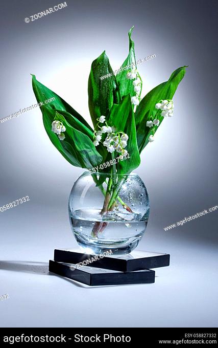 Lily of the valley in the glass vase