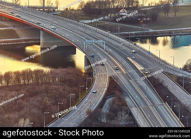 Highway bridge over the river Danube in Vienna
