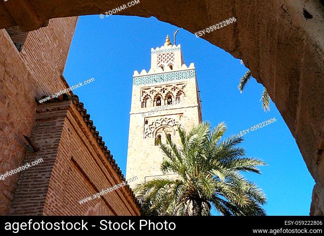 Morocco January 2 2010 The Kutubiyya Mosque is the main religious building in the city of Marrakesh, Morocco. It is one of the most accomplished examples of...