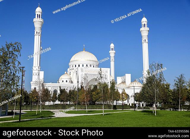 RUSSIA, SHALI - OCTOBER 15, 2023: A view of the Prophet Muhammad Mosque (Pride of Muslims) in Shali. Yelena Afonina/TASS