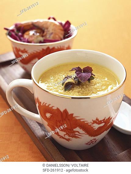 Carrot soup with cashew nuts Asia