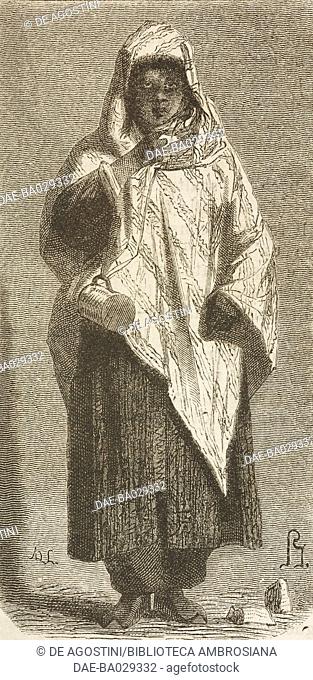 Nogais woman, drawing from Travels in the Caucasus by Vasily Vereshchagin (1842-1904), 1864-1865, from Il Giro del mondo (World Tour), Journal of geography
