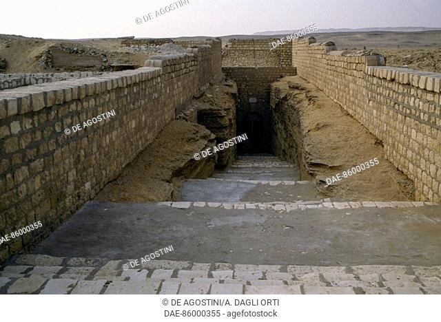 Entrance of the Serapeum at Saqqara, Memphis (UNESCO World Heritage List, 1979), Egypt. Egyptian civilisation, New Kingdom, Dynasty XVIII