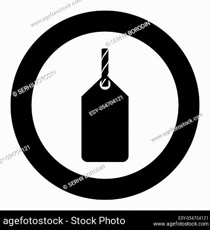 Label on the rope icon black color vector illustration simple image flat style