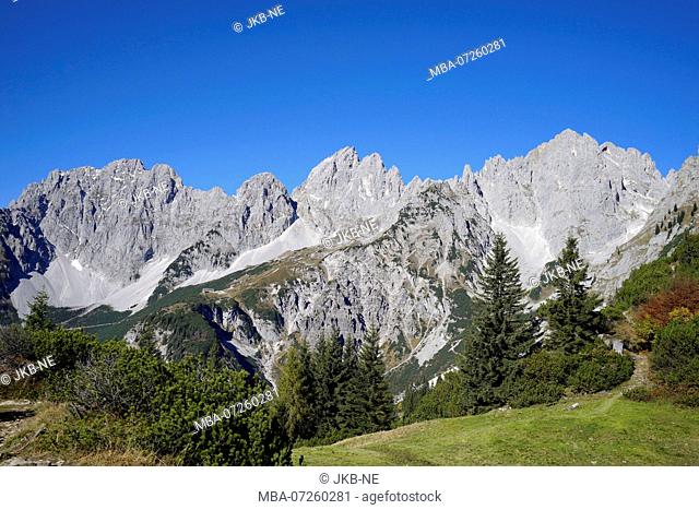 Austria, Tyrol, Wilder Kaiser, Treffauer, Ellmauer Halt, Karlspitze, landscape