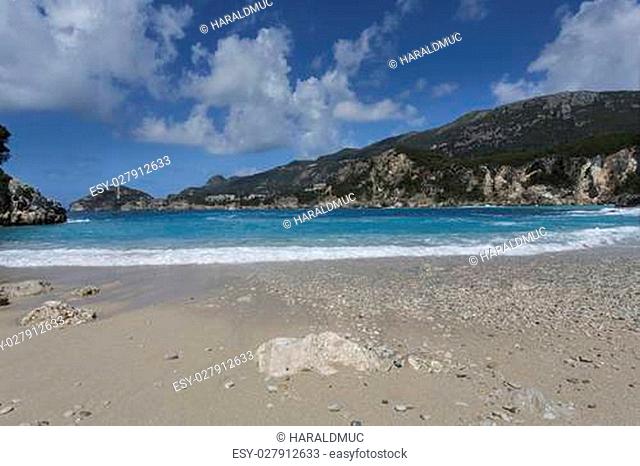 Rovinia Beach near Liapades on Corfu island, Greece